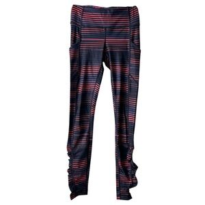 Lululemon Leggings with Pockets and ruched sides by ankles Size 2 Red Black Blue